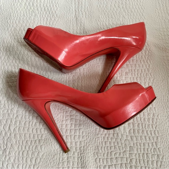 D&G Dolce and Gabbana Coral Leather  Peep Toe High Heels  38 - Picture 7 of 10